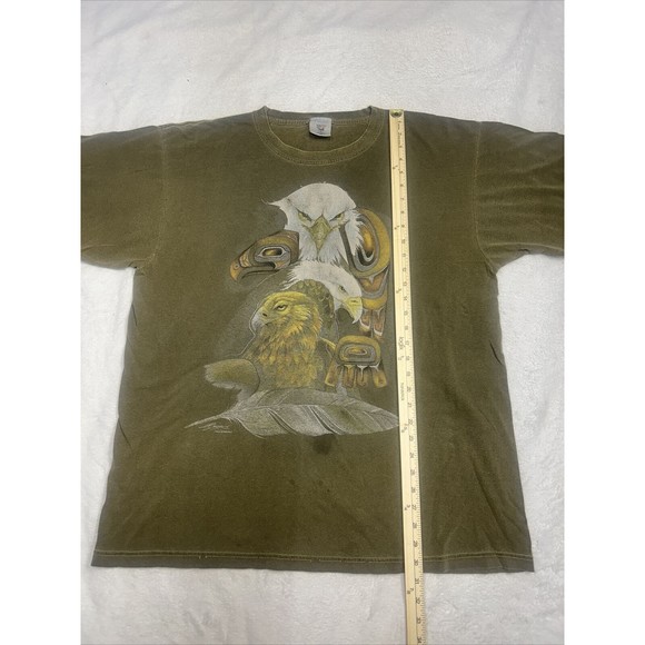 Vintage Polar Graphics Eagle Totem Nature T-Shirt Adult Size XL Distressed - Picture 6 of 8